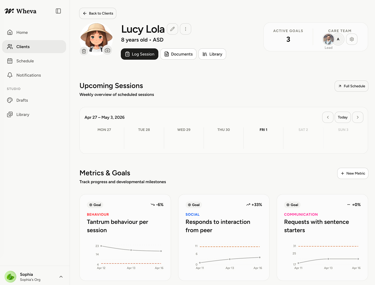 Unified client workspace bringing therapists, consultants, and interventionists together